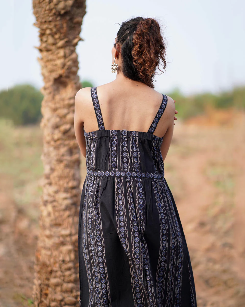 Soft Moonlight Blockprinted Cotton Dress-WWB - Image 8