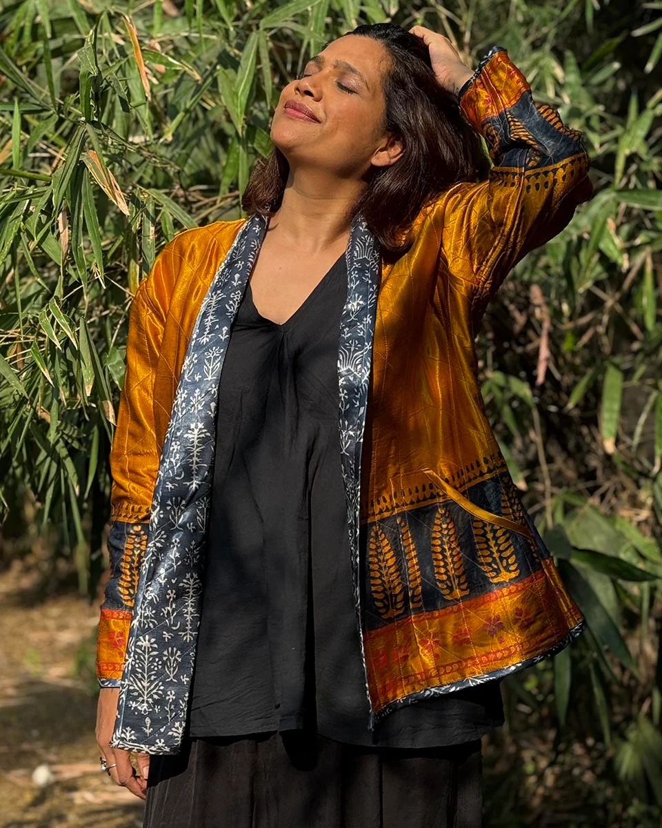 Softember Mashru Silk Reversible Quilted Jacket - Image 19