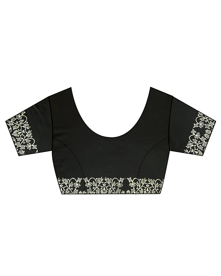 Song of Soil Black Block printed Cotton Saree - Image 14