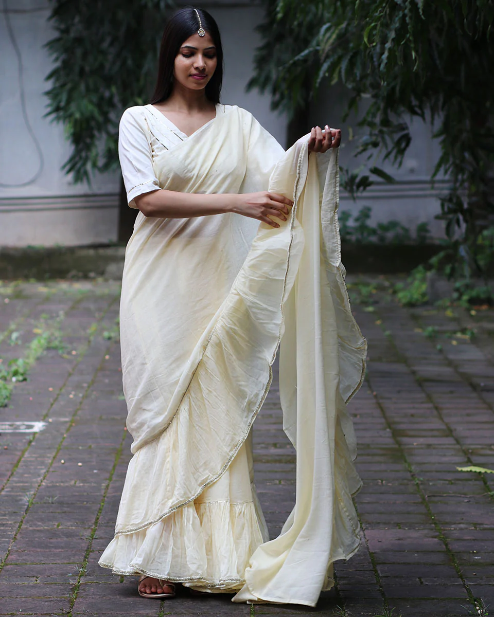 Starlit Cream Mulmul Cotton Blouse - Jugnoo - Image 3