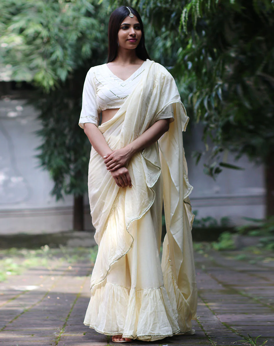 Starlit Cream Mulmul Cotton Blouse - Jugnoo - Image 4