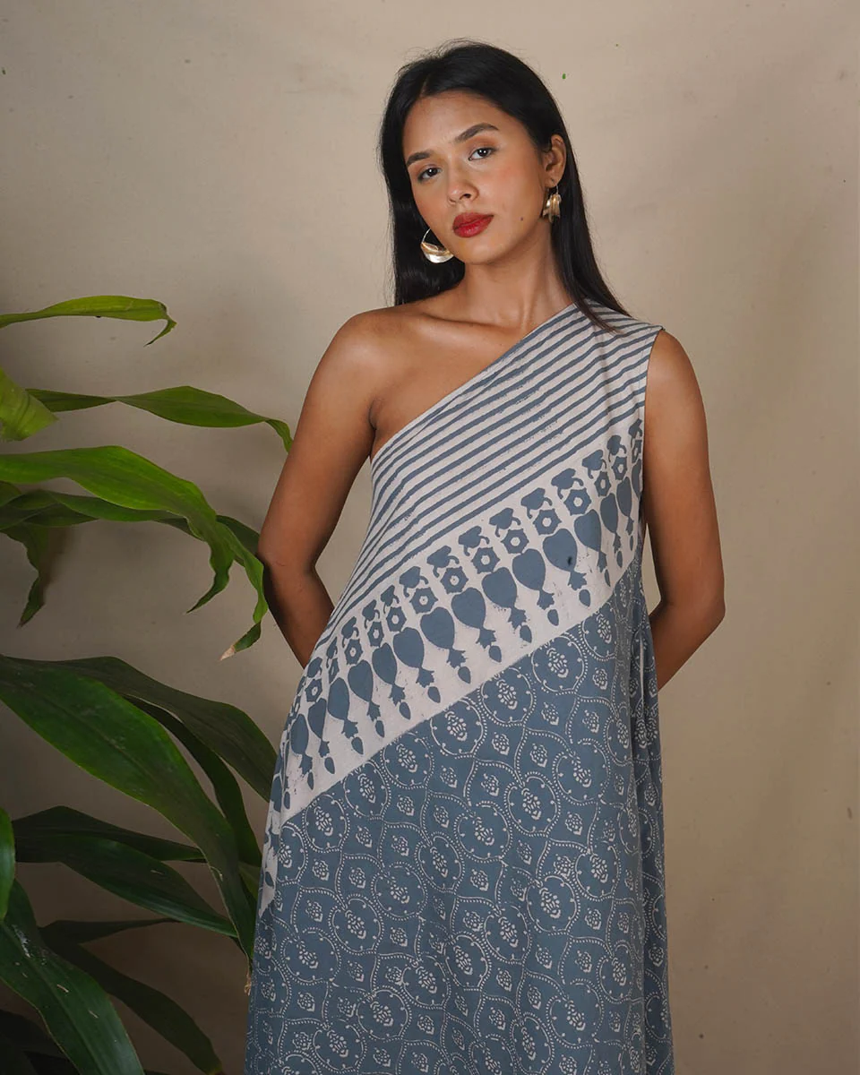 Steel Hush Grey Block Printed Dress - BMS - Image 5