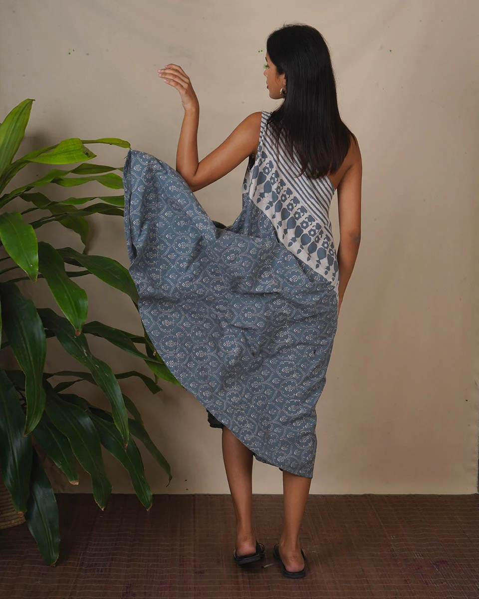 Steel Hush Grey Block Printed Dress - BMS - Image 9