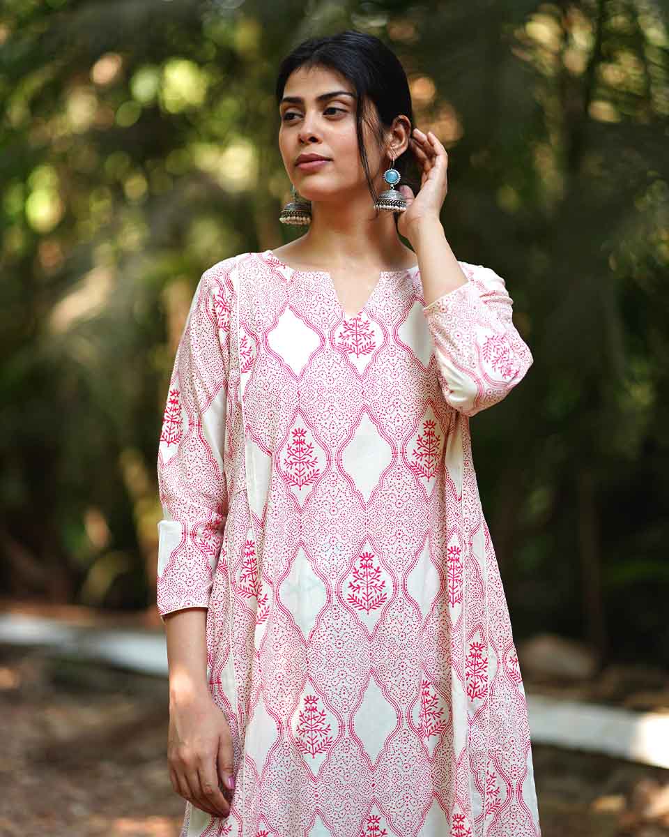 Sunflower’s Sheen Blush Pink Block printed Kurti - MMG - Image 4