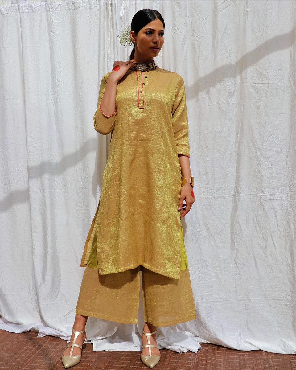 Swetambhara Handwoven Cotton Zari Kurta Set - Zari - Image 7
