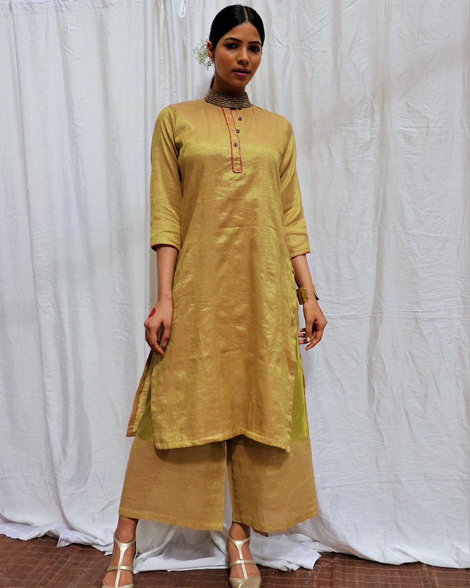 Swetambhara Handwoven Cotton Zari Kurta Set - Zari - Image 9