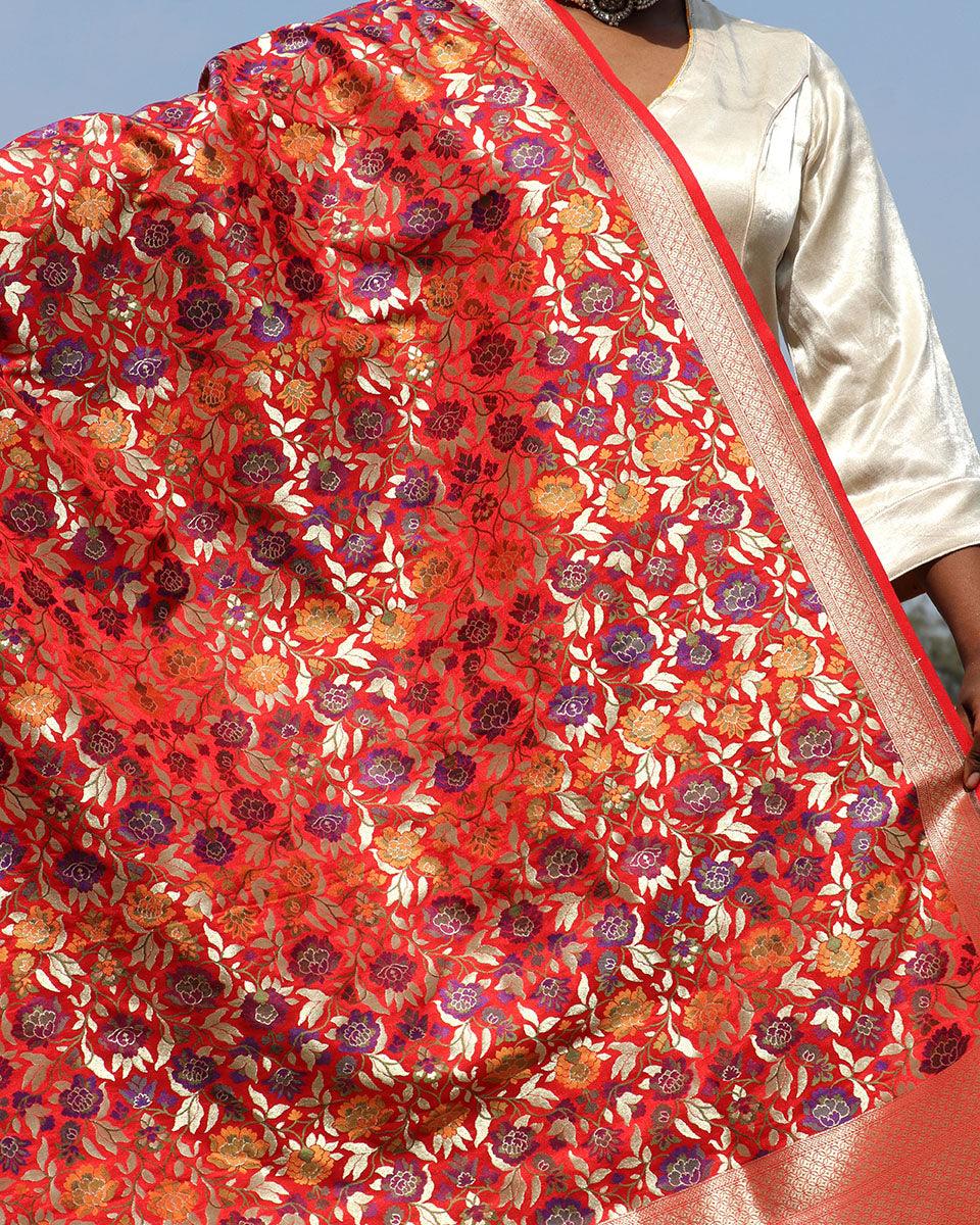 Uns Handwoven Banarasi Kimkhab Brocade Dupatta - Image 6