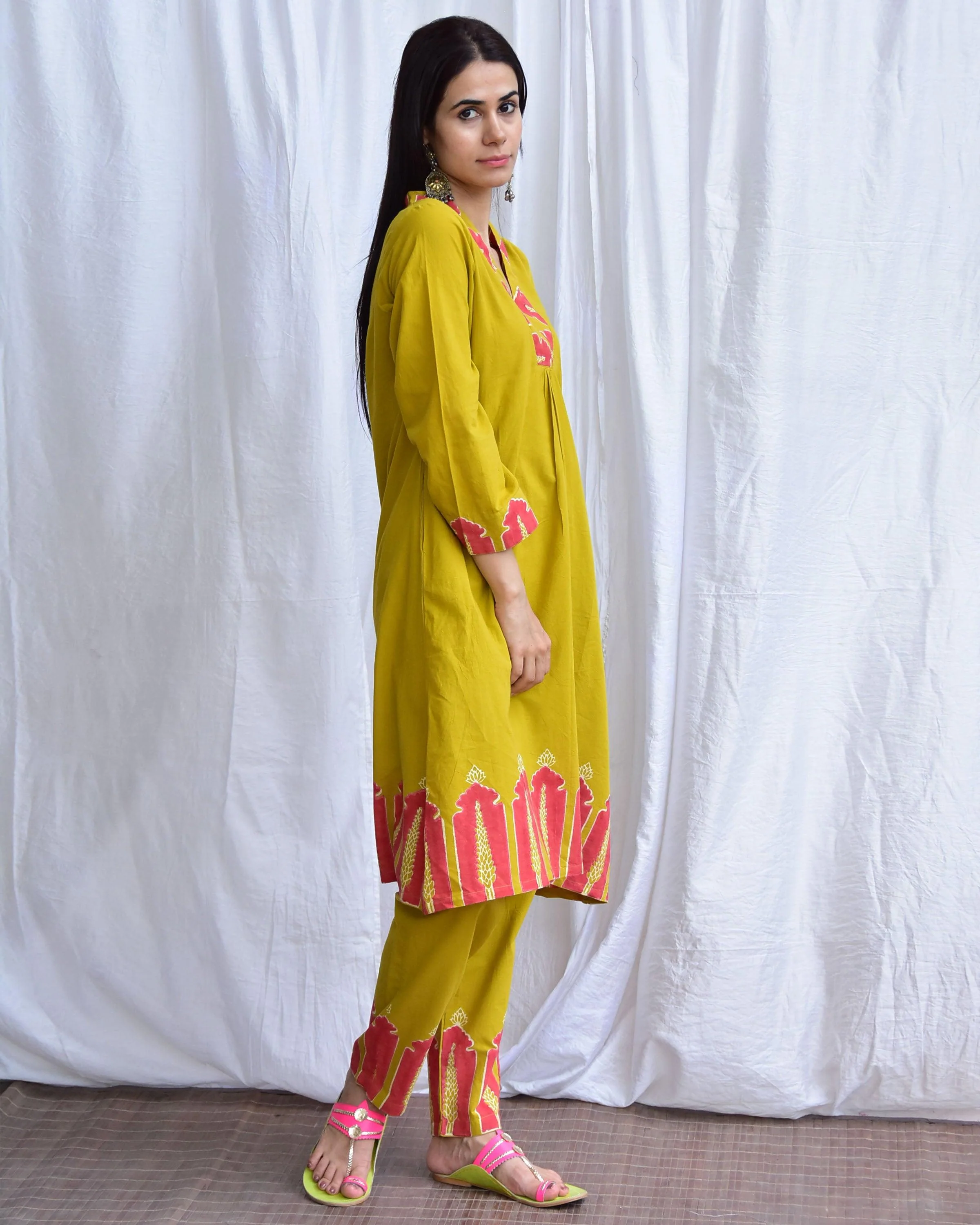 Veena Handblockprinted Cotton Kurta Set Of 2-Sor - Image 8