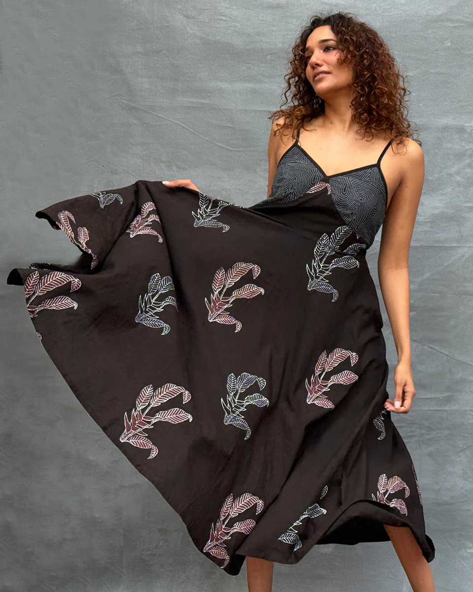 Wildflower Whispers Block printed Cotton Dress