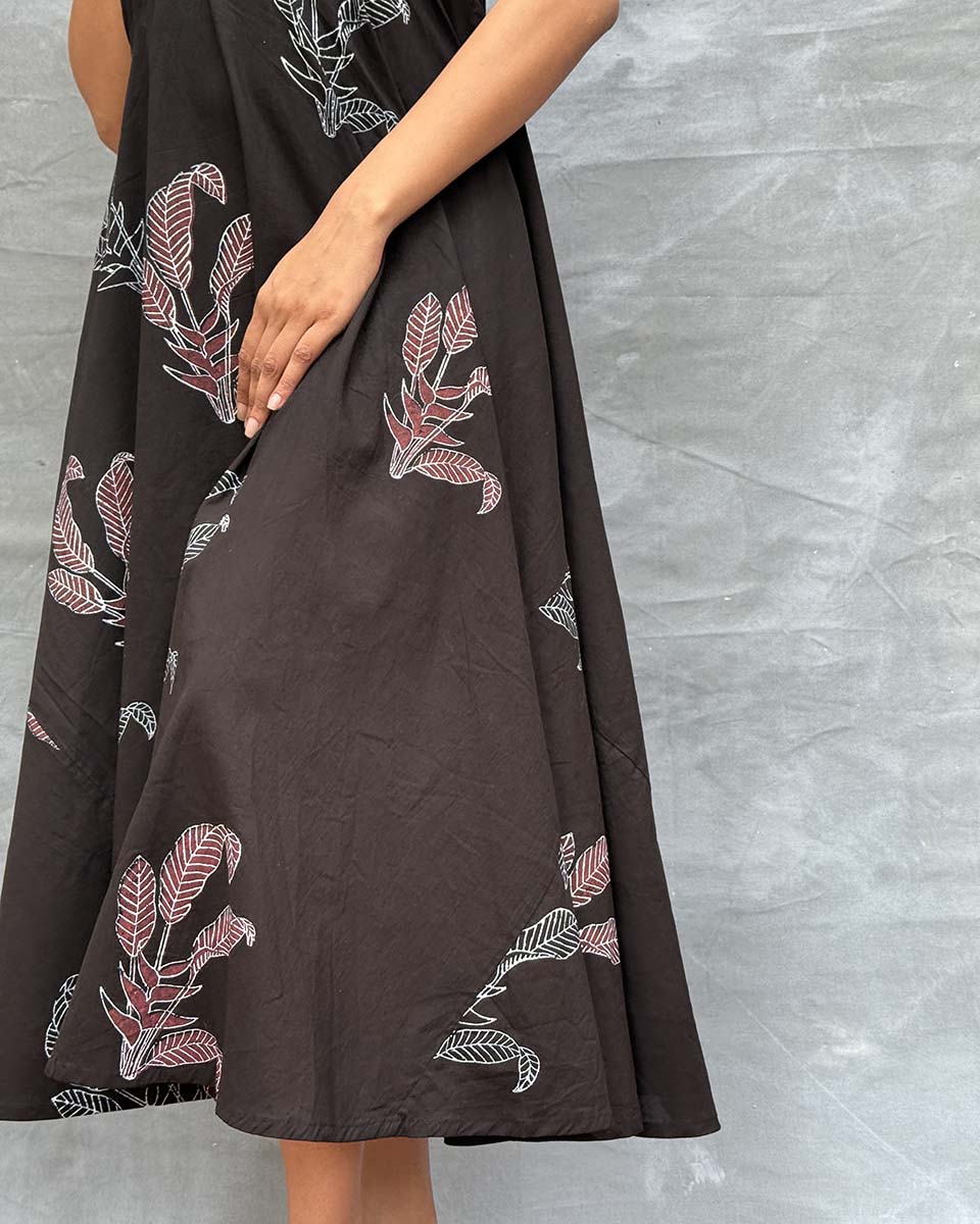 Wildflower Whispers Block printed Cotton Dress - Image 5