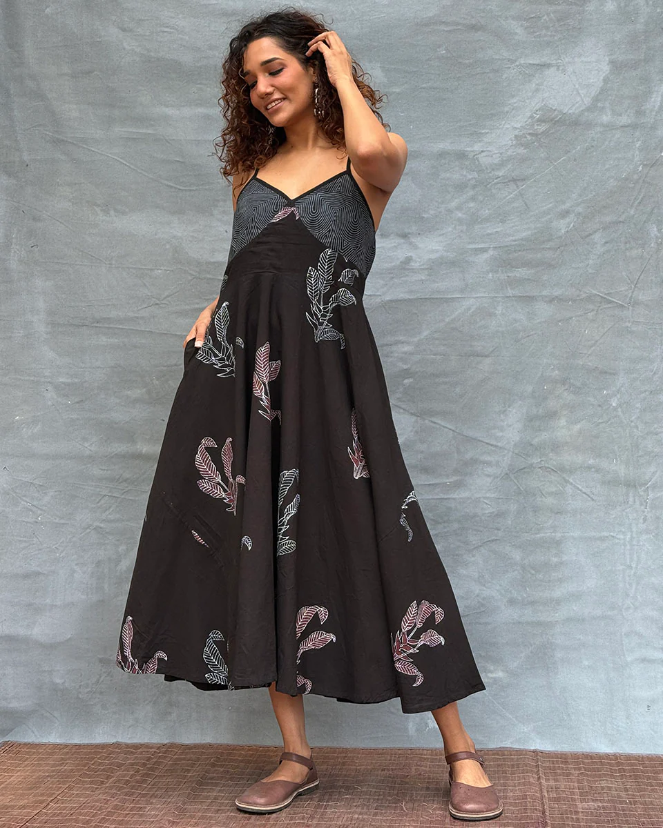 Wildflower Whispers Block printed Cotton Dress - Image 7