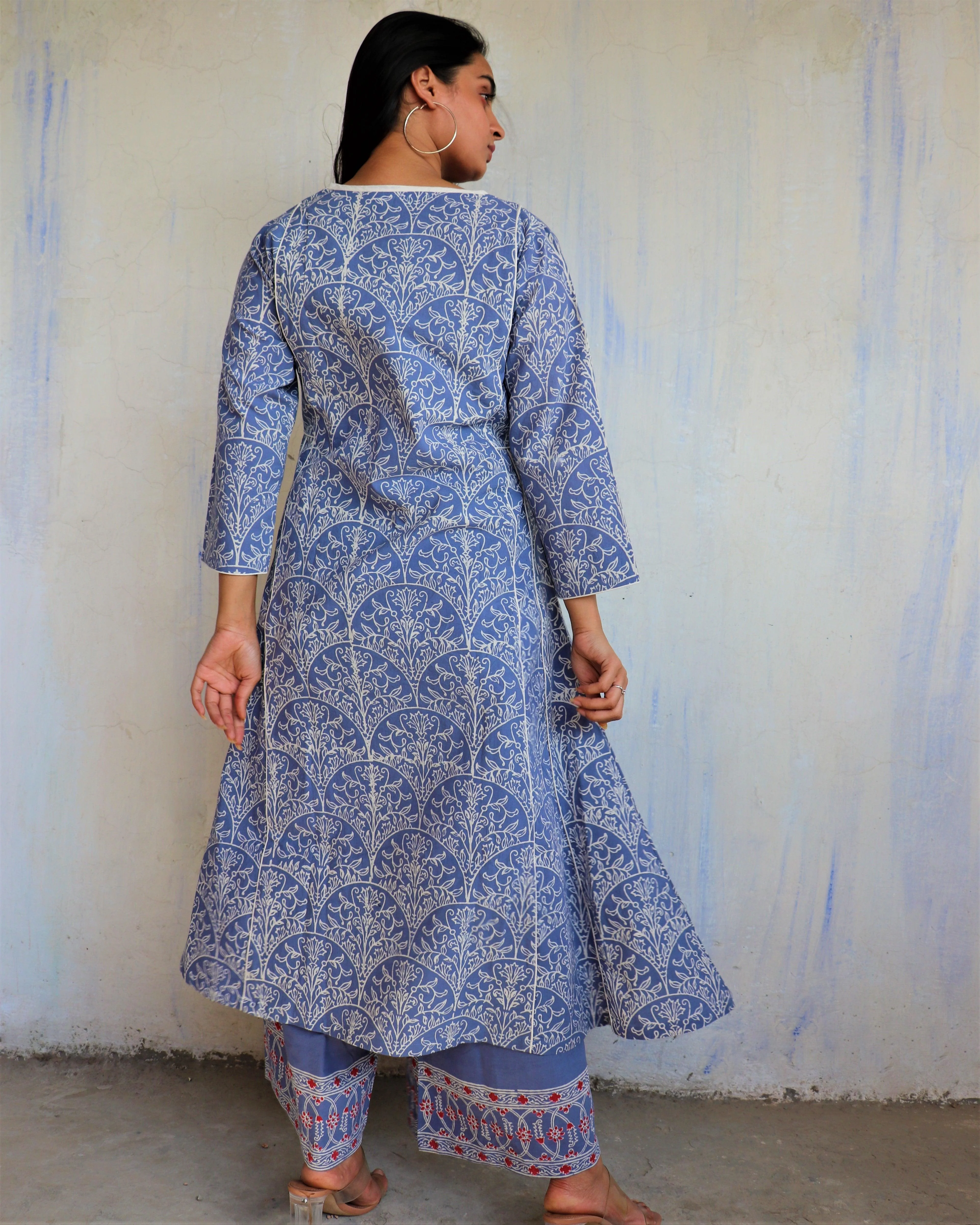 Blue Yale Block printed Cotton Kurta Set Of 2 - Ib - Image 5