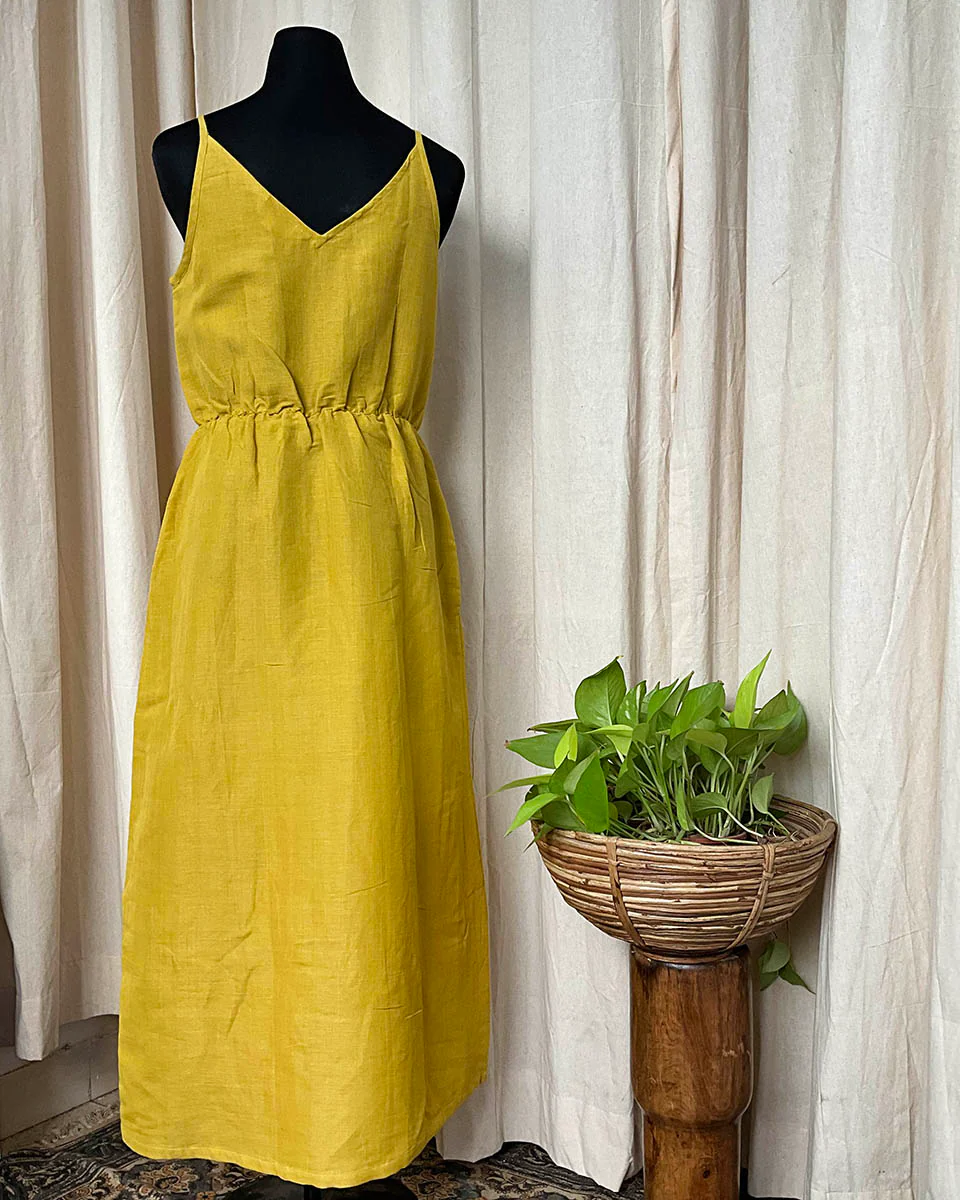 Yellow Handwoven Linen Dress - Love Despite - Image 3