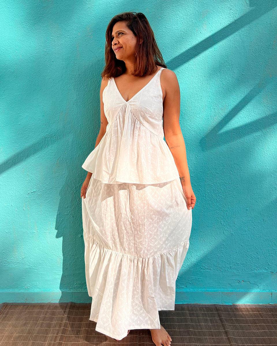 Zarish Cotton Skirt - Safed - Image 4