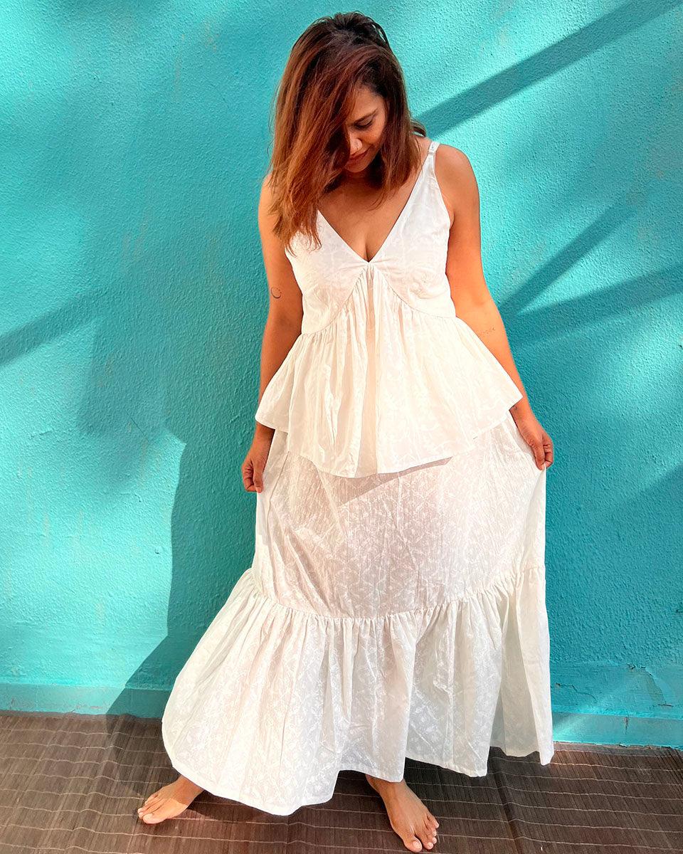 Zarish Cotton Skirt - Safed - Image 5