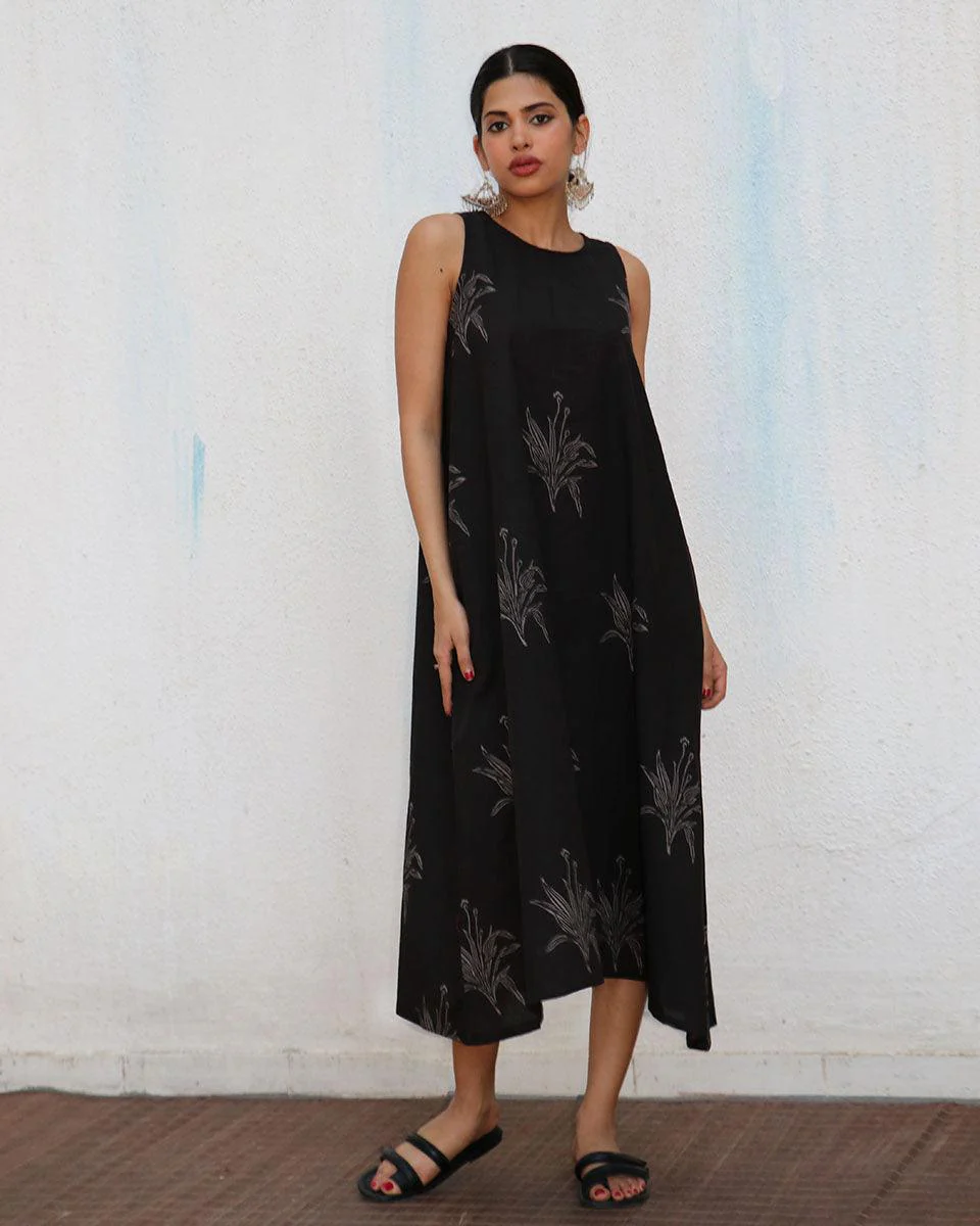 Zita Blockprinted Cotton Dress - NOMAD