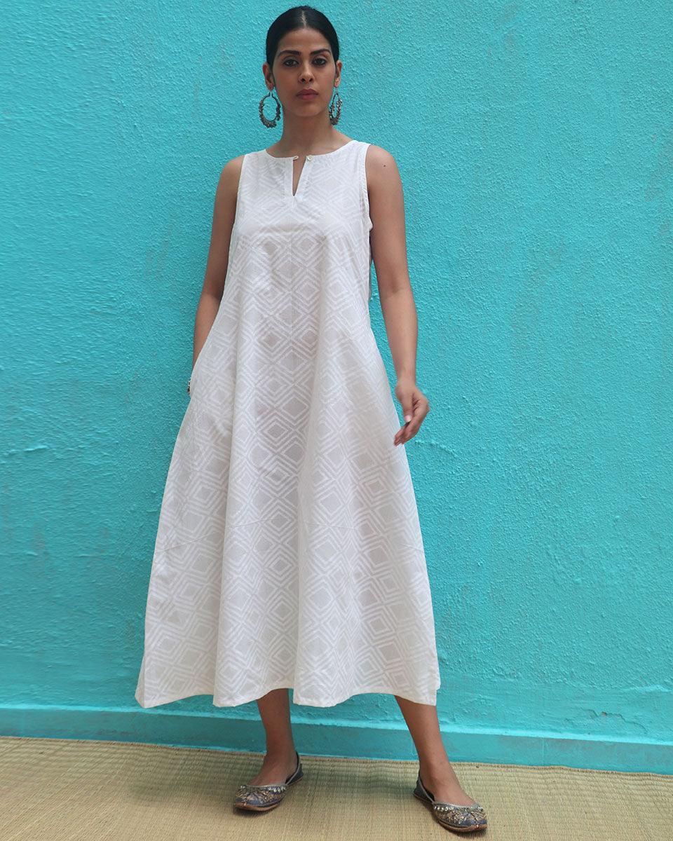 Ziva Cotton Dress - Safed - Image 2