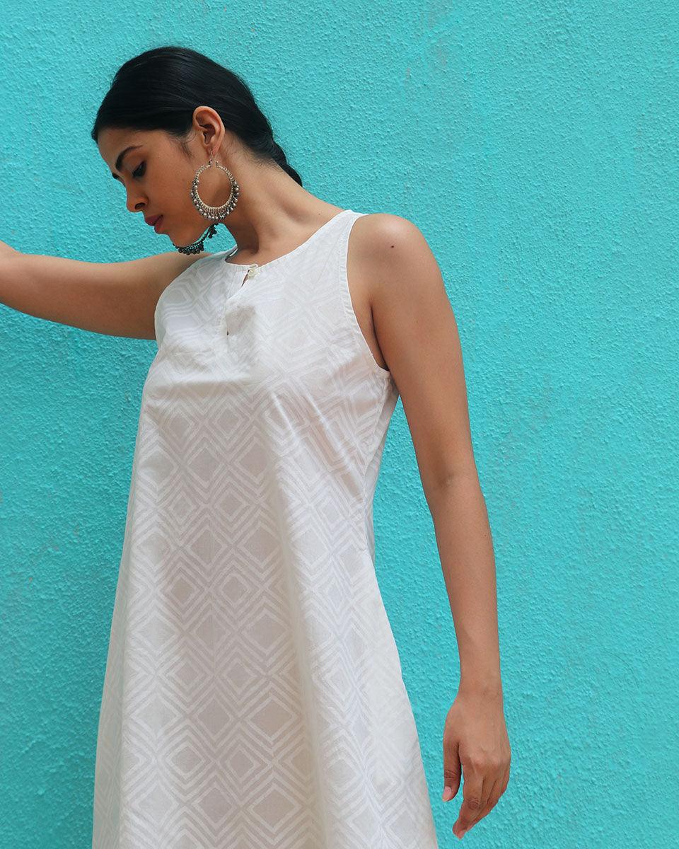 Ziva Cotton Dress - Safed - Image 5