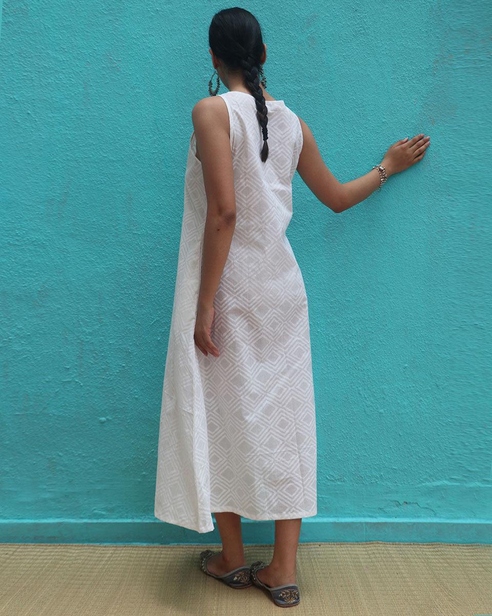 Ziva Cotton Dress - Safed - Image 9
