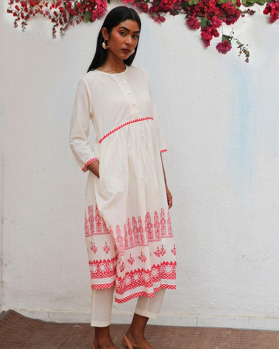 Zubeira Blockprinted Cotton Kurta Set - BGVL - Image 5