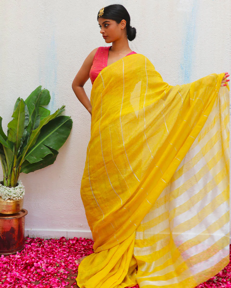 Zulaikha Handwoven Linen Zari Blouse - Eknoor - Image 6